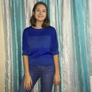 Blue Mid-length sleeve Top